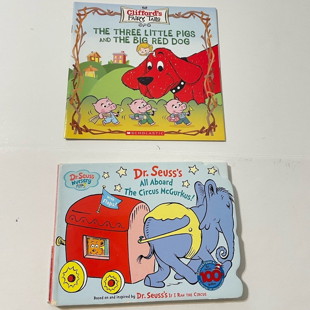 Lot of 2 Kids Story Books All Aboard the Circus McGurkus /clifford's Fairy Tails